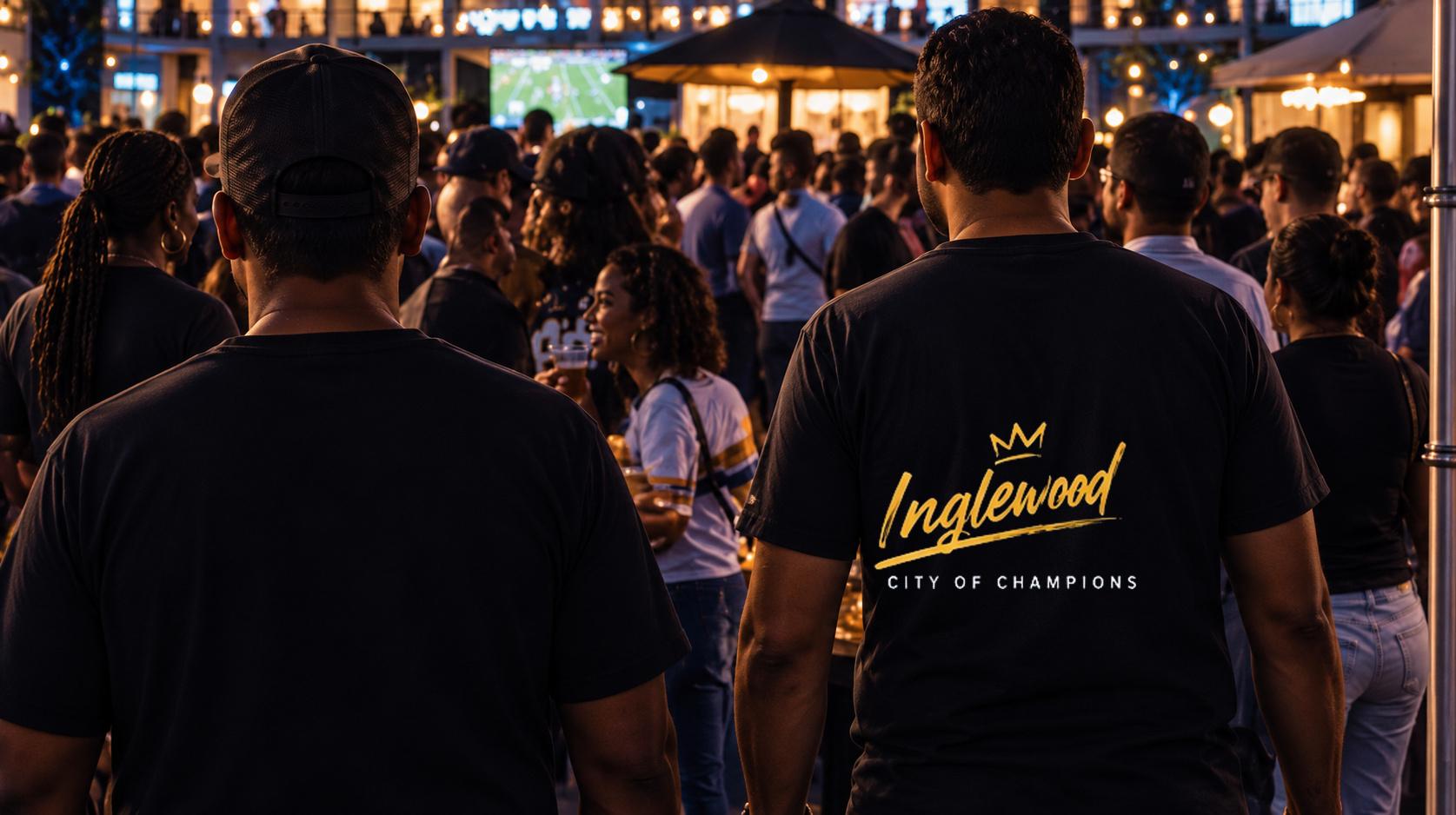 Fans at a NFL watch party in Inglewood
